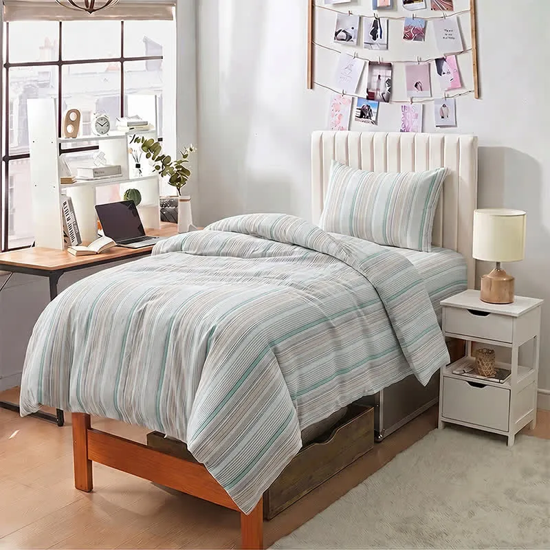 Bettwäsche-Set mit Pastellstreifen, Einzelbett XL, für Studentenwohnheime