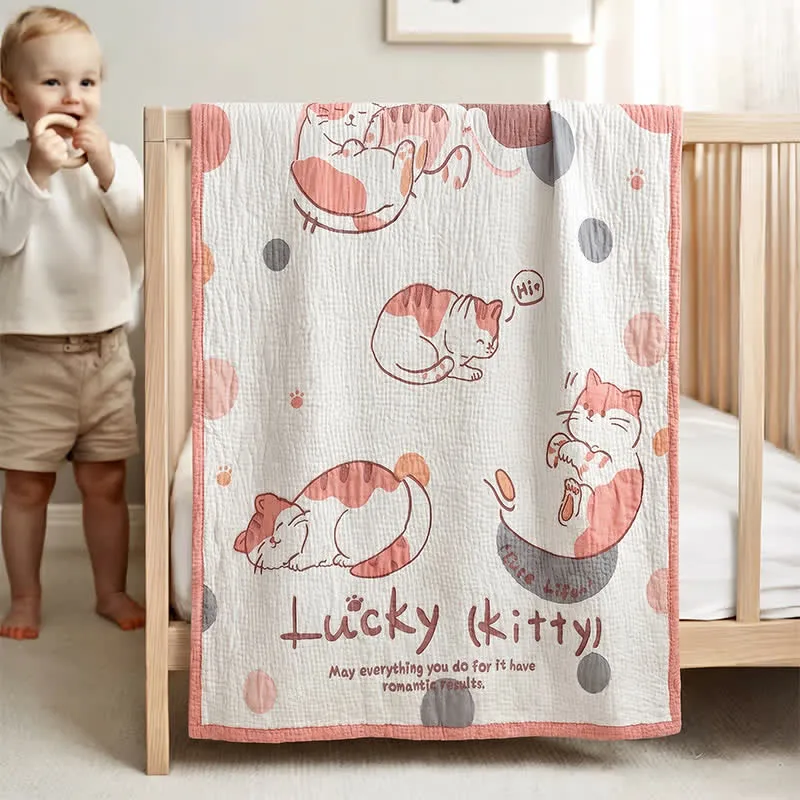Lucky Kitty Lyocell Steppdecke für Babys