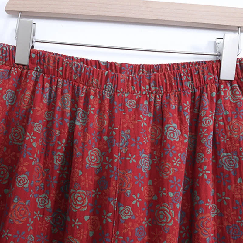 Plus Size Blumenmuster Caprihosen Loungewear