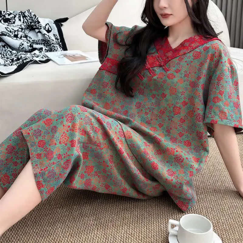 Plus Size Blumenmuster Caprihosen Loungewear