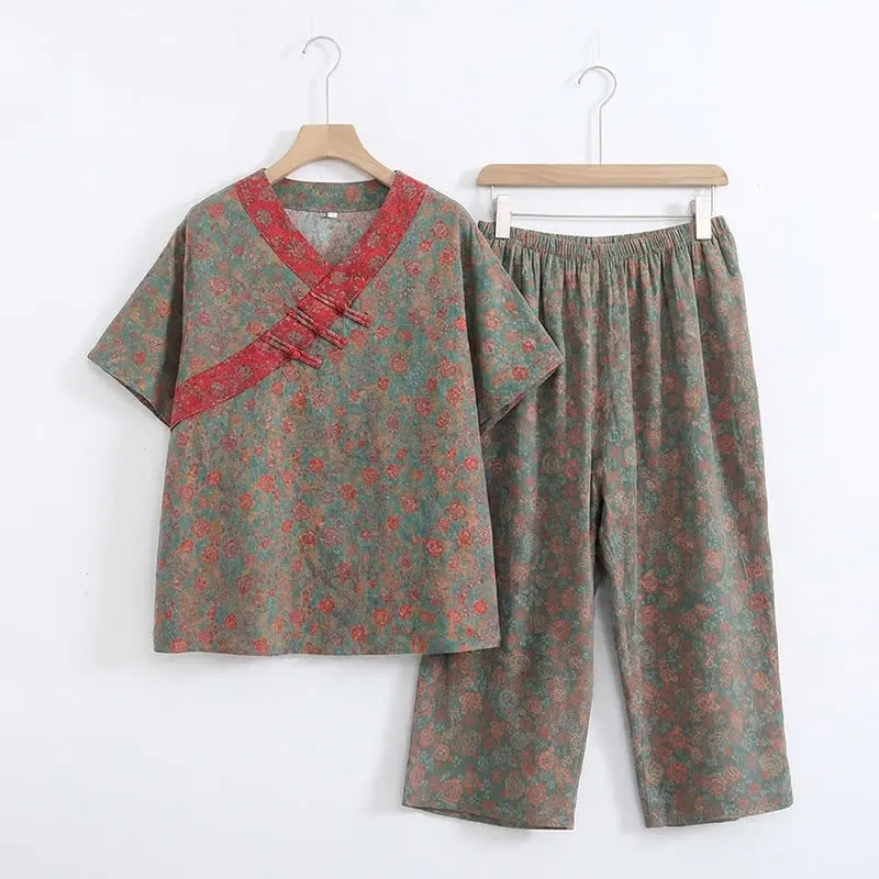 Plus Size Blumenmuster Caprihosen Loungewear