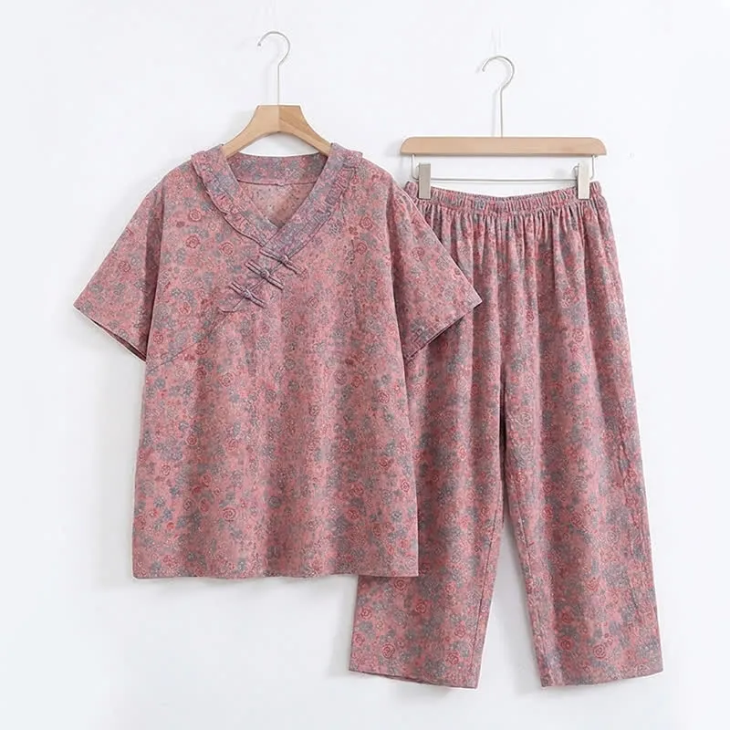 Plus Size Blumenmuster Caprihosen Loungewear