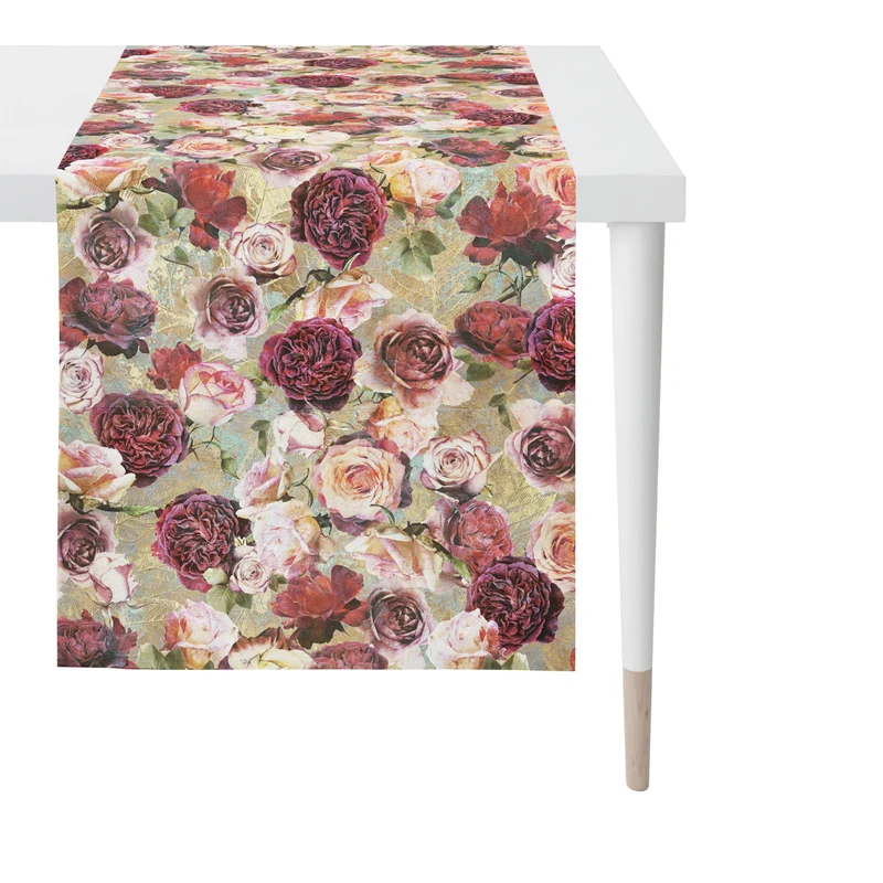 APELT 1605 Tischläufer Rosen Blütenmotiv