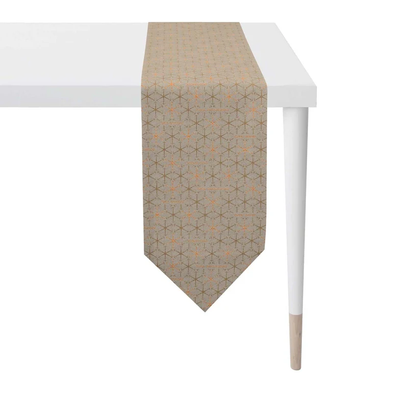 APELT 3008 Tischband Jacquardgewebe mit Lurex Sternenmotiv all over