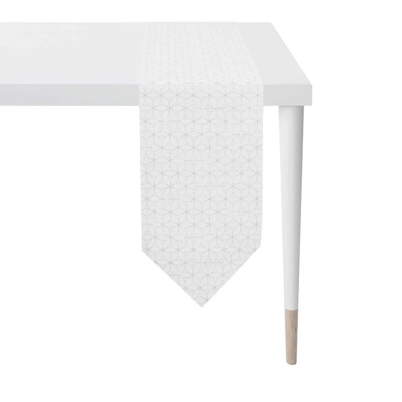 APELT 3008 Tischband Jacquardgewebe mit Lurex Sternenmotiv all over