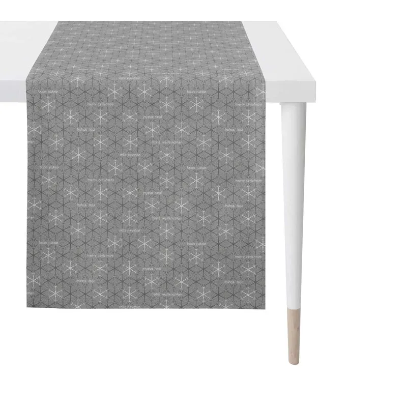APELT 3008 Tischläufer Jacquardgewebe mit Lurex Sternenmotiv all over