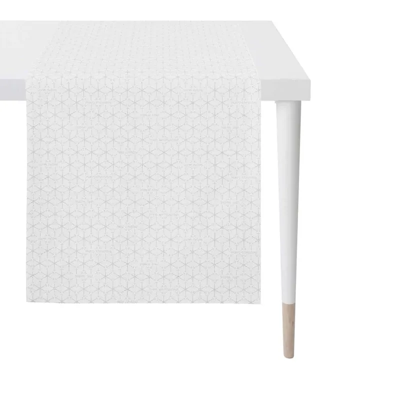 APELT 3008 Tischläufer Jacquardgewebe mit Lurex Sternenmotiv all over