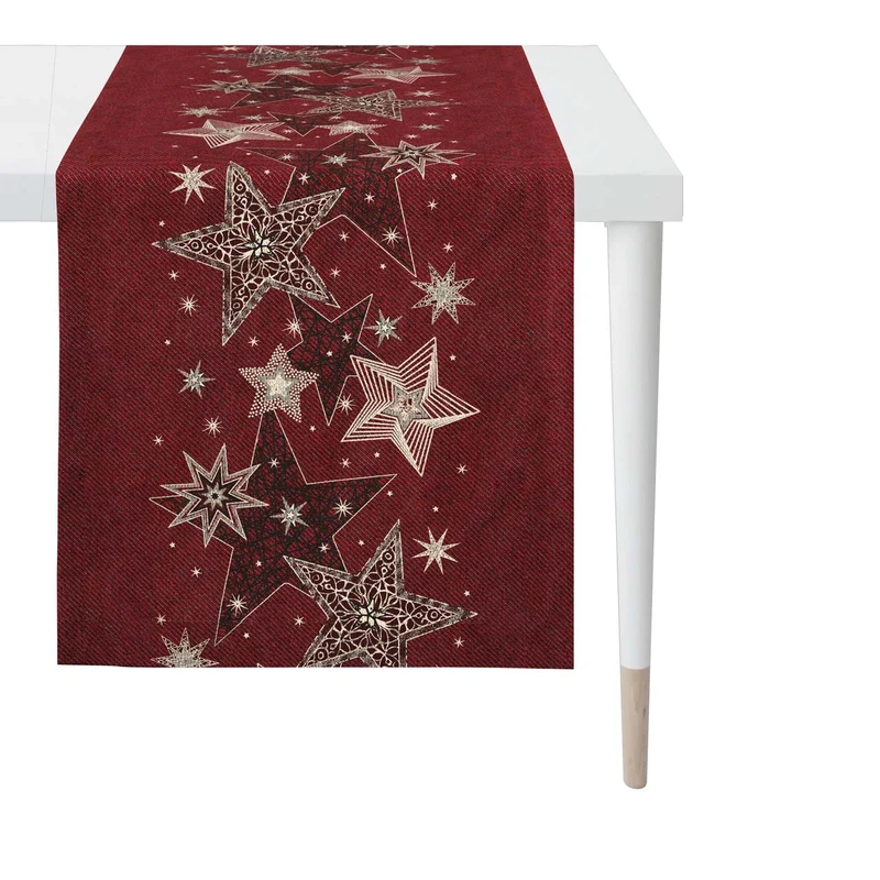 APELT 6303 Tischläufer Lurex Jacquardgewebe Sternendesign