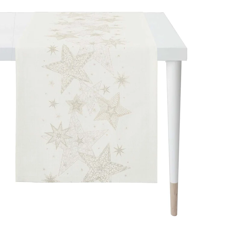APELT 6303 Tischläufer Lurex Jacquardgewebe Sternendesign