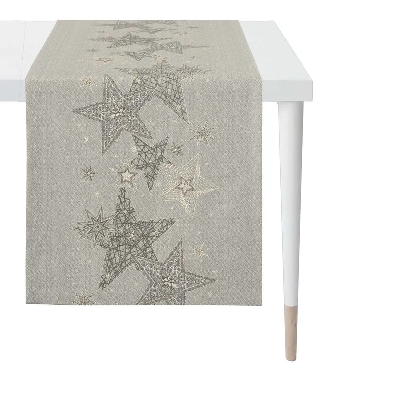 APELT 6303 Tischläufer Lurex Jacquardgewebe Sternendesign