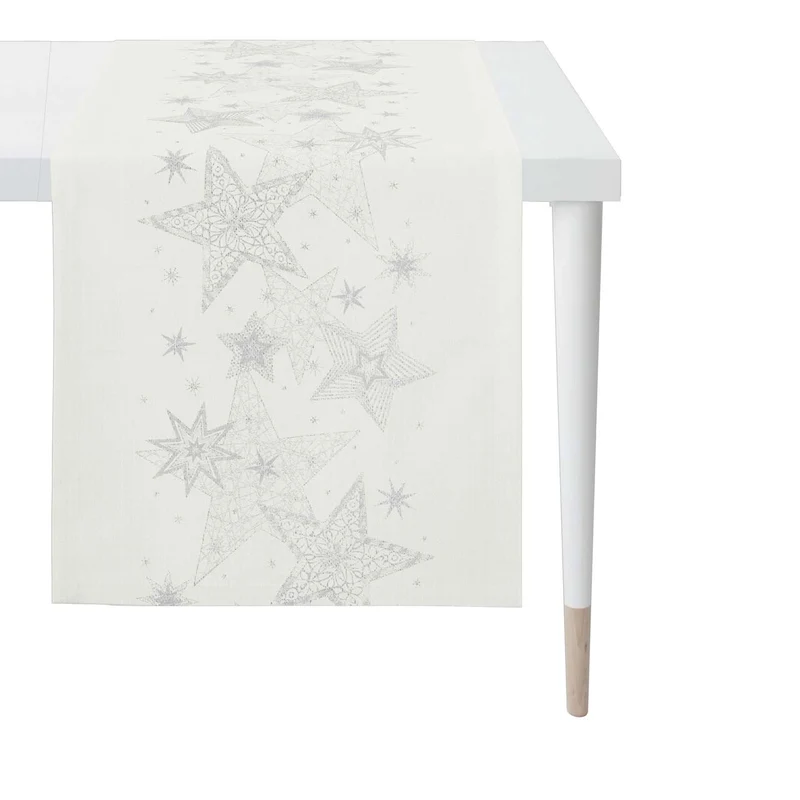 APELT 6303 Tischläufer Lurex Jacquardgewebe Sternendesign