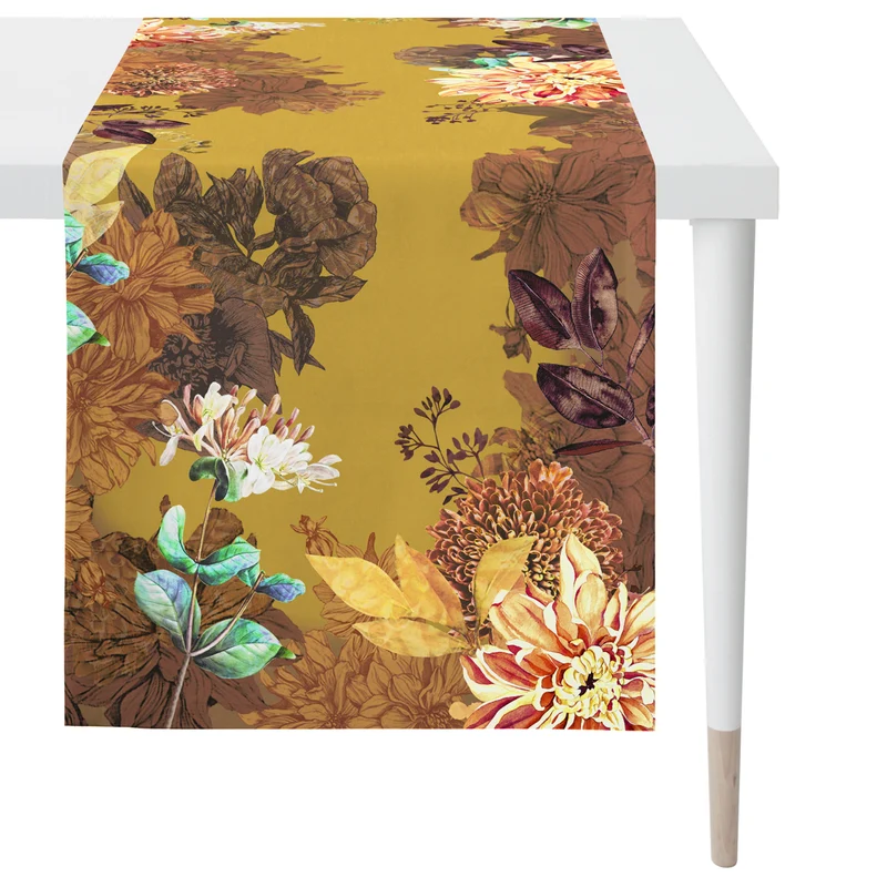 APELT 5604 Tischläufer Herbstliches Blüten-Motiv
