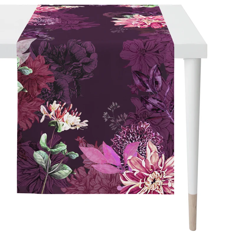 APELT 5604 Tischläufer Herbstliches Blüten-Motiv