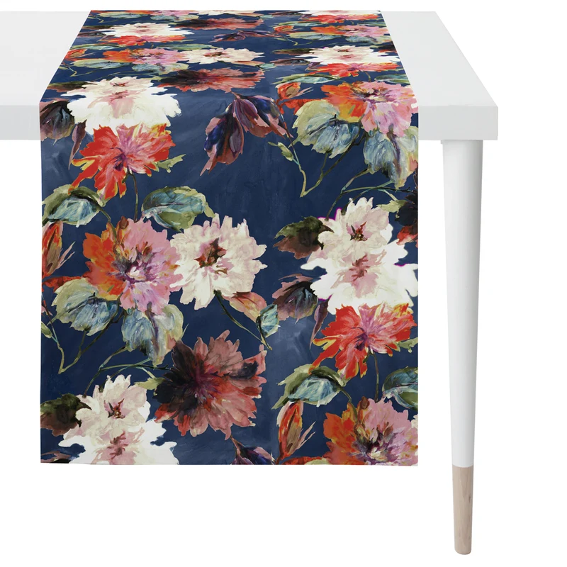 APELT 5600 Tischläufer Herbstblumen-Motiv