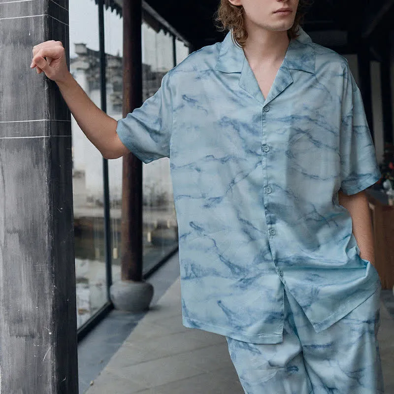 Loungewear-Set in Blau-Aquarell für Sie und Ihn