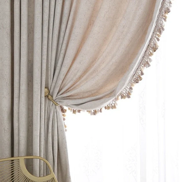 Boho Vorhang mit Quasten für Wohnzimmer