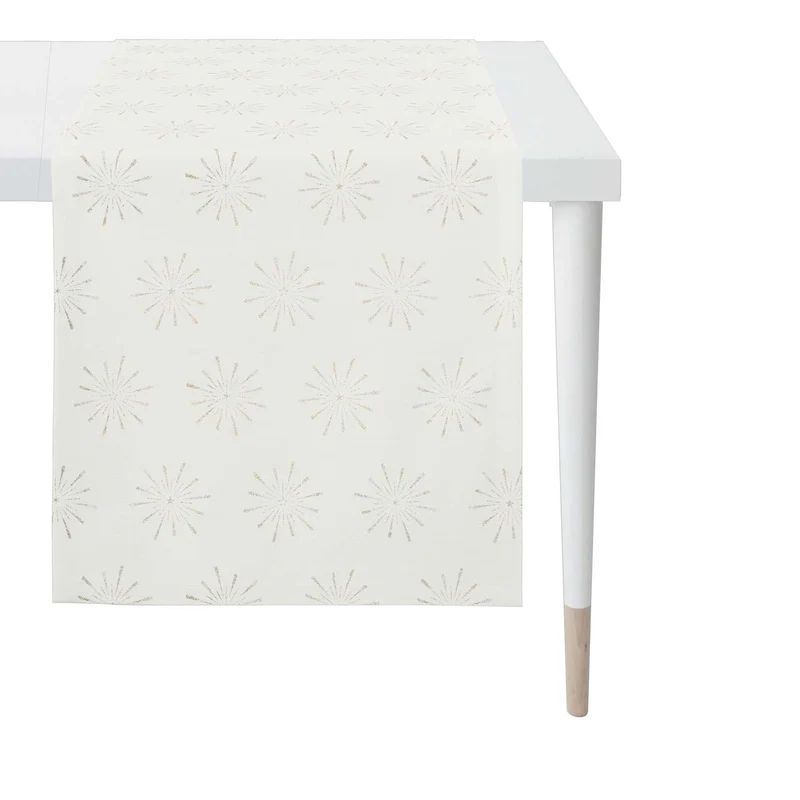 APELT 6302 Tischläufer Lurex Jacquardgewebe Sternendesign