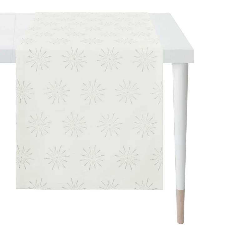 APELT 6302 Tischläufer Lurex Jacquardgewebe Sternendesign