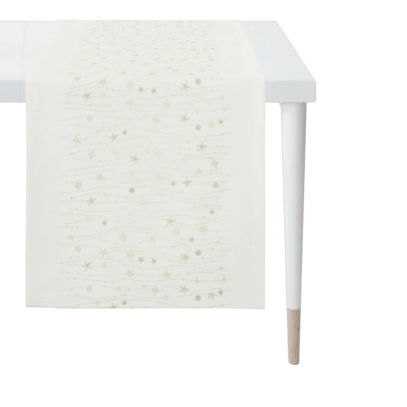 APELT 6301 Tischläufer Lurex Jacquardgewebe Sternendesign