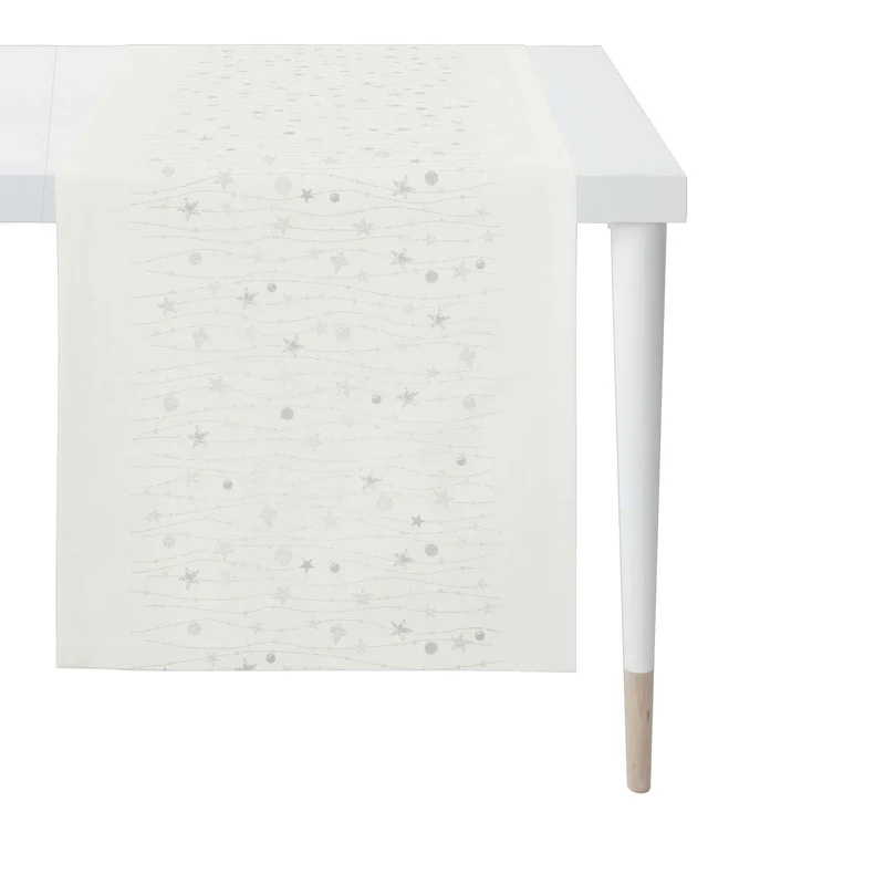 APELT 6301 Tischläufer Lurex Jacquardgewebe Sternendesign