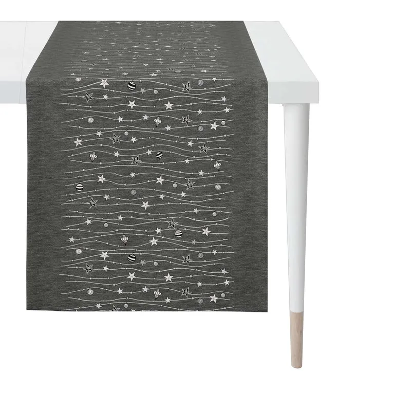 APELT 6301 Tischläufer Lurex Jacquardgewebe Sternendesign