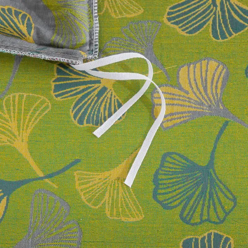 Vintage-Wendebettwäsche-Set aus Baumwolle mit grünem Ginkgoblatt
