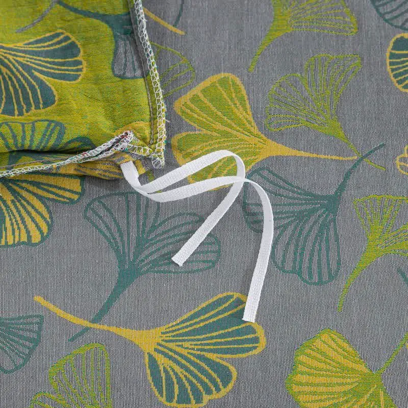Vintage-Wendebettwäsche-Set aus Baumwolle mit grünem Ginkgoblatt