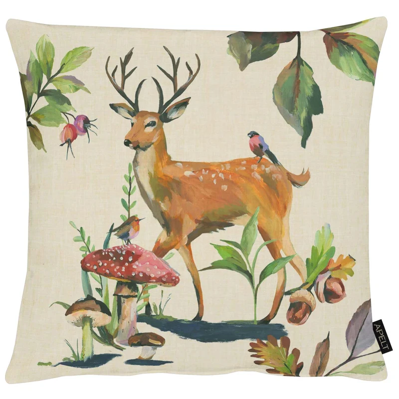 APELT 5884 Kissen Herbstmotiv Reh und Pilze
