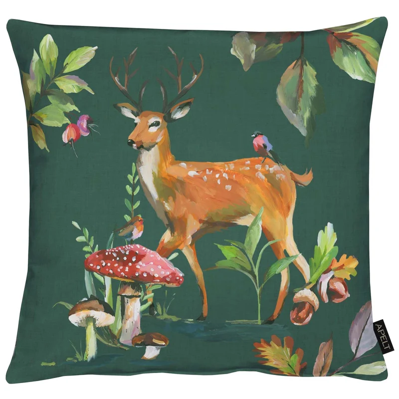 APELT 5884 Kissen Herbstmotiv Reh und Pilze