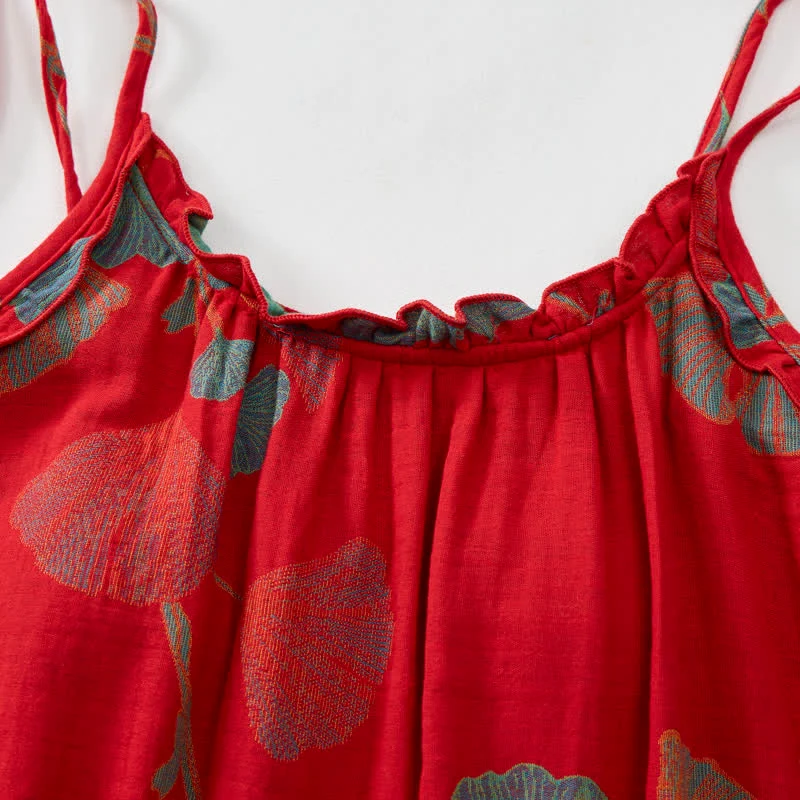 Maxikleid mit Ginkgoblatt-Schnittmuster