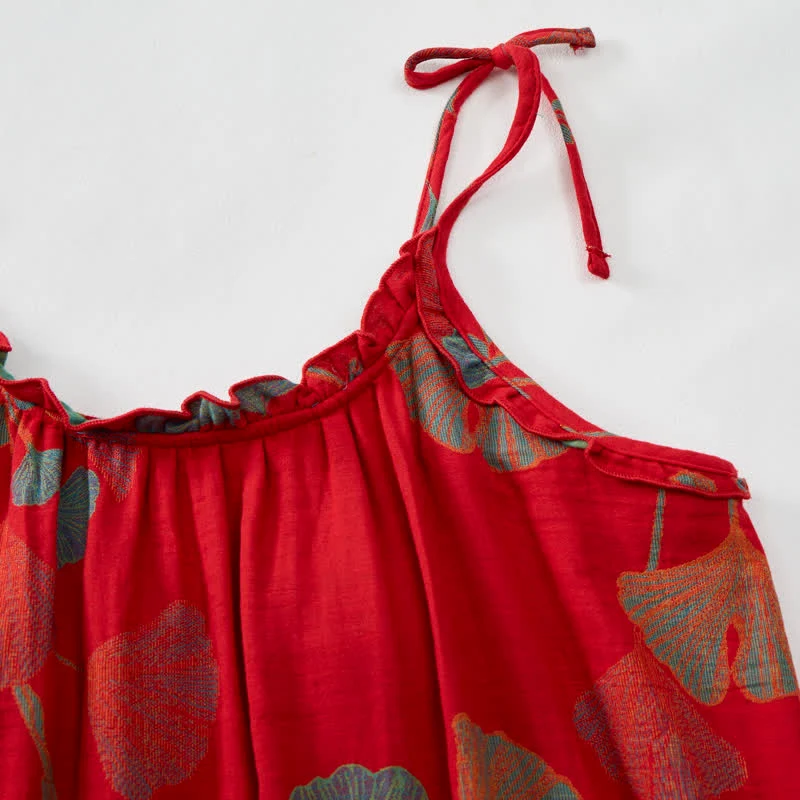 Maxikleid mit Ginkgoblatt-Schnittmuster