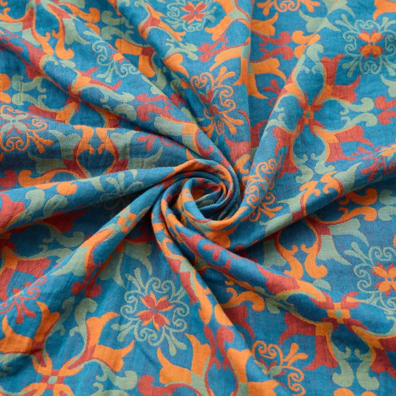 Baumwoll-Jacquardstoff mit floralem Medaillonmuster