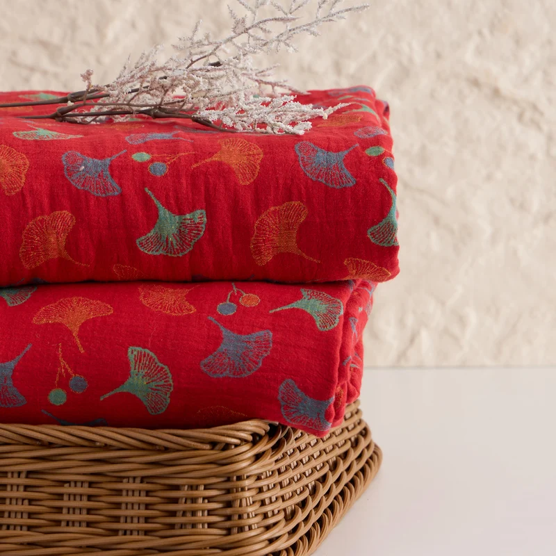 Ginkgoblatt-Baumwoll-Jacquard-Stoff