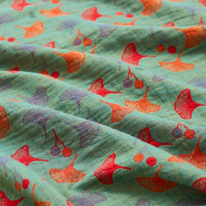Ginkgoblatt-Baumwoll-Jacquard-Stoff