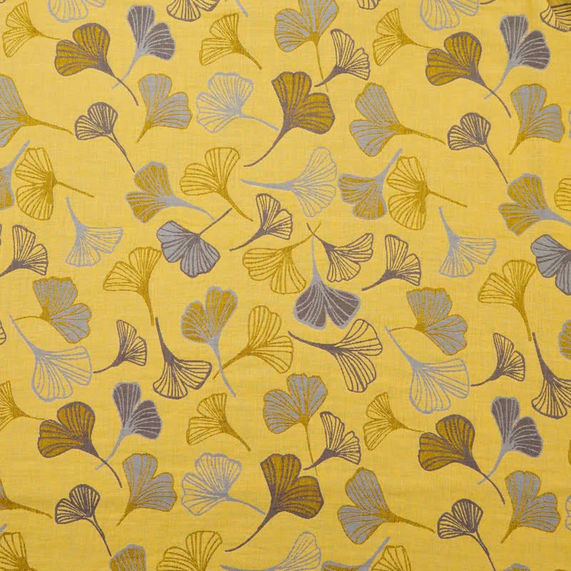 Baumwoll-Jacquardstoff mit großem Ginkgoblatt