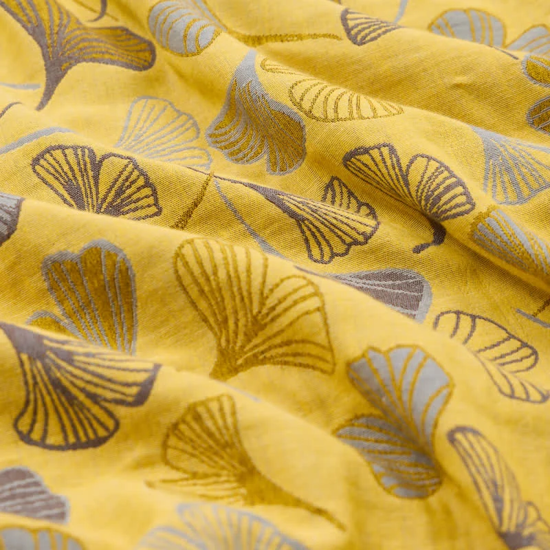 Baumwoll-Jacquardstoff mit großem Ginkgoblatt