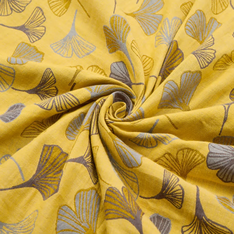 Baumwoll-Jacquardstoff mit großem Ginkgoblatt