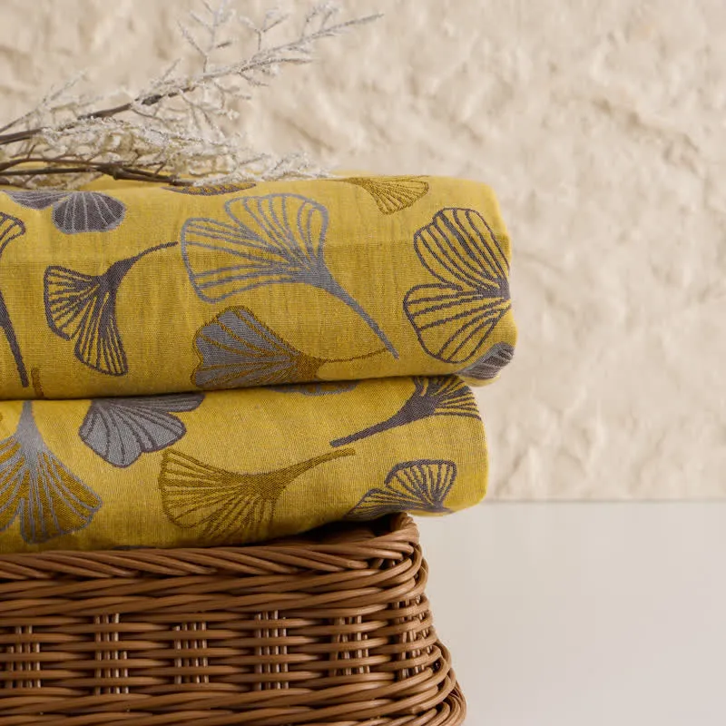 Baumwoll-Jacquardstoff mit großem Ginkgoblatt