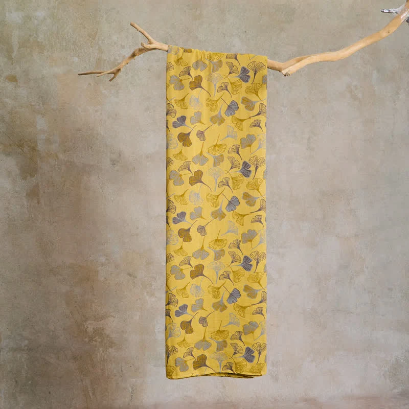 Baumwoll-Jacquardstoff mit großem Ginkgoblatt