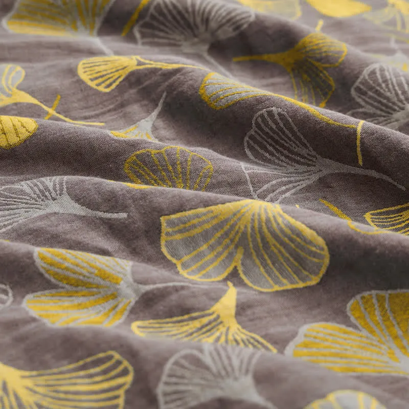 Baumwoll-Jacquardstoff mit großem Ginkgoblatt