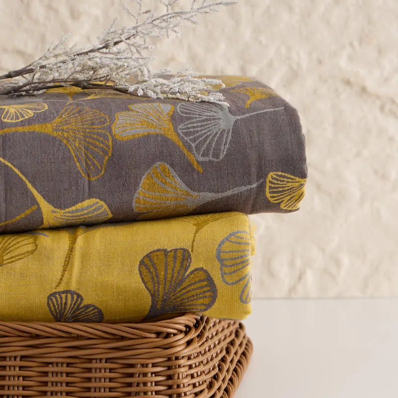 Baumwoll-Jacquardstoff mit großem Ginkgoblatt