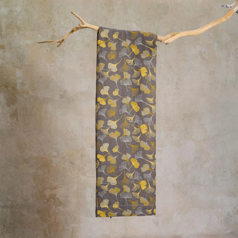 Baumwoll-Jacquardstoff mit großem Ginkgoblatt