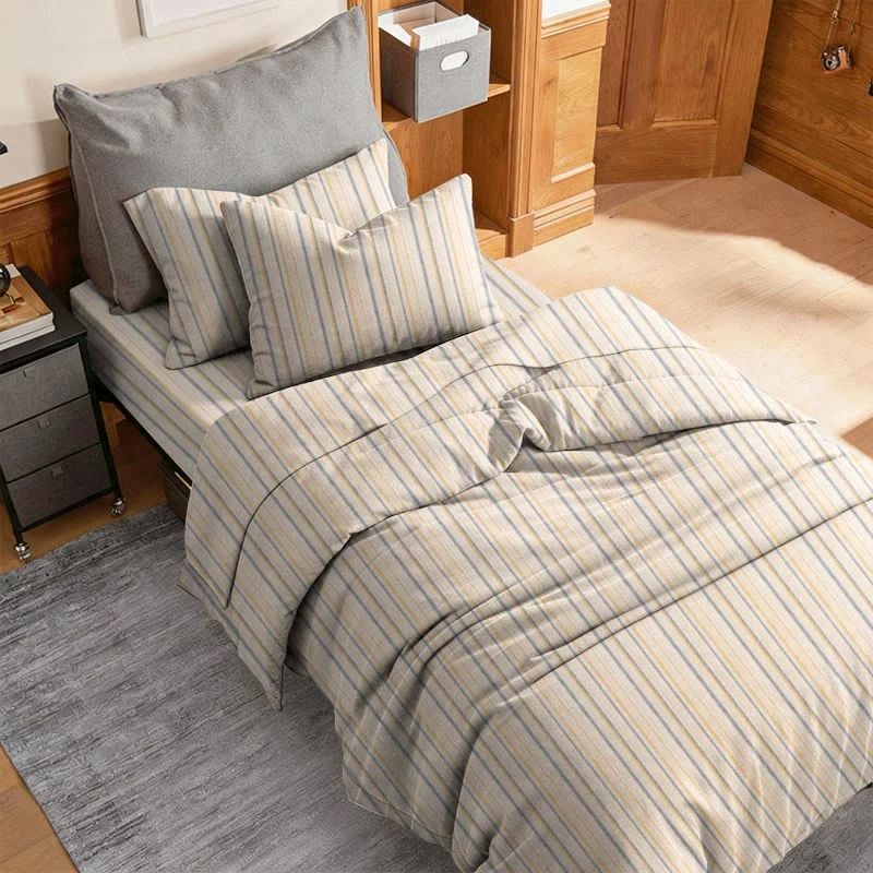 Neutral gestreiftes Twin XL Schlafsaal-Bettwäscheset