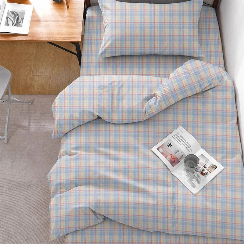 Pastellfarbenes Vichy-Karo-Bettwäscheset (Einzelbett XL)
