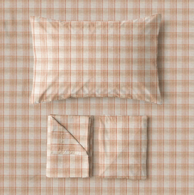 Pastellfarbenes Vichy-Karo-Bettwäscheset (Einzelbett XL)