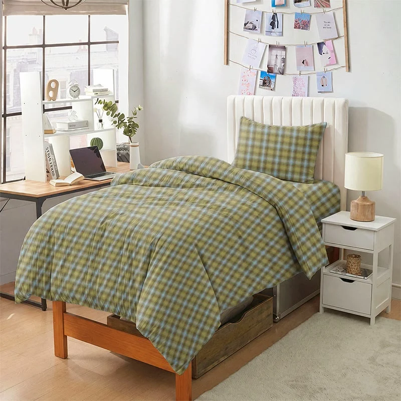 Bettwäsche-Set im Cottage-Karo-Design, Einzelbett XL, für Studentenwohnheim