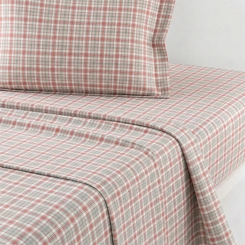 Rosa kariertes Bettwäscheset für Einzelbett XL ( Schlafsaal)