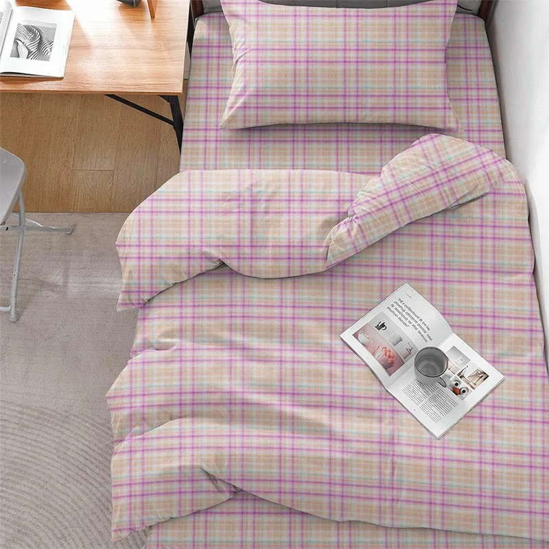 Weiches lila kariertes Twin XL Schlafsaal-Bettwäscheset