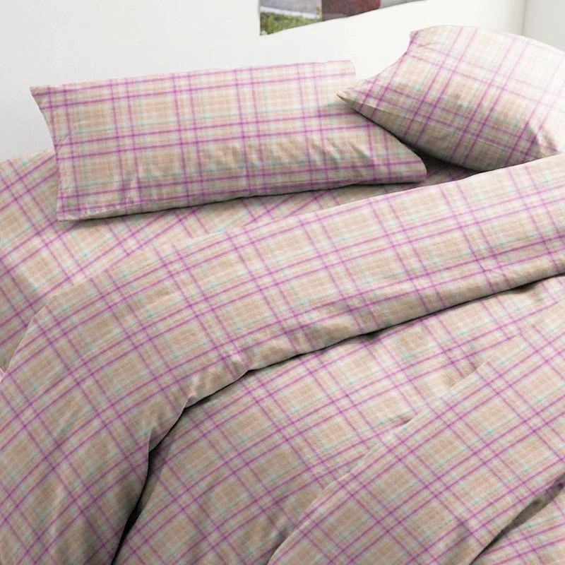 Weiches lila kariertes Twin XL Schlafsaal-Bettwäscheset