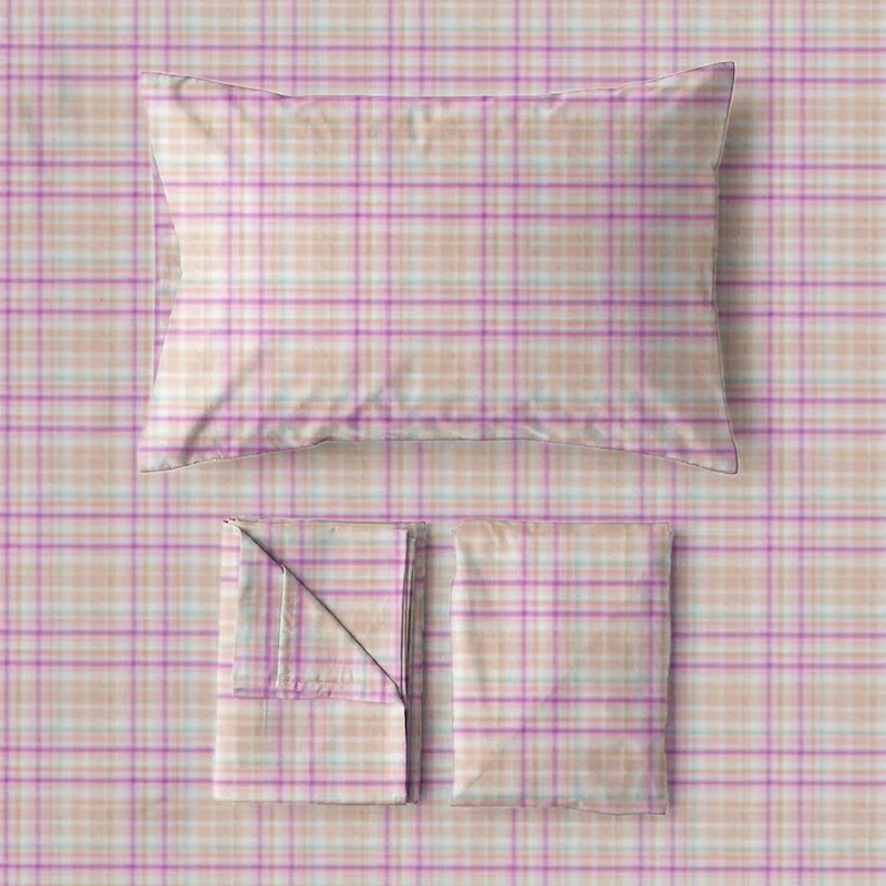 Weiches lila kariertes Twin XL Schlafsaal-Bettwäscheset